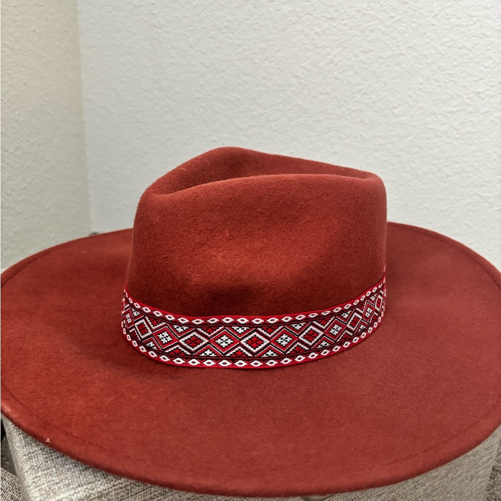 Universal Thread Red Hat with Geometric Band